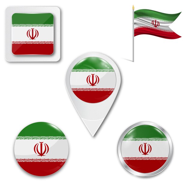 Iran vlag knop op witte vector afbeelding