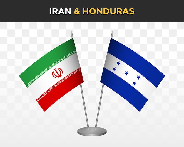 Iran vs honduras desk flags mockup isolated 3d vector illustration table flags