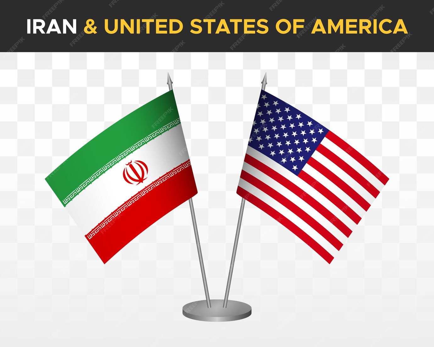 Premium Vector | Iran vs usa united states america desk flags mockup