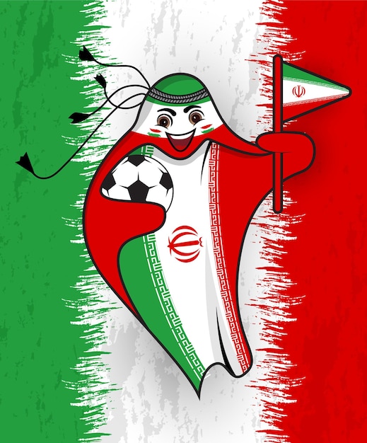Вектор Иран с векторной графикой чемпионата мира по футболу mascot qatar для дизайна футболки.
