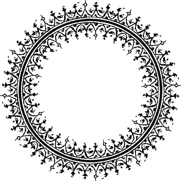 Vector iranian arabian eslimi round circle circular lithography grunge text frame vector