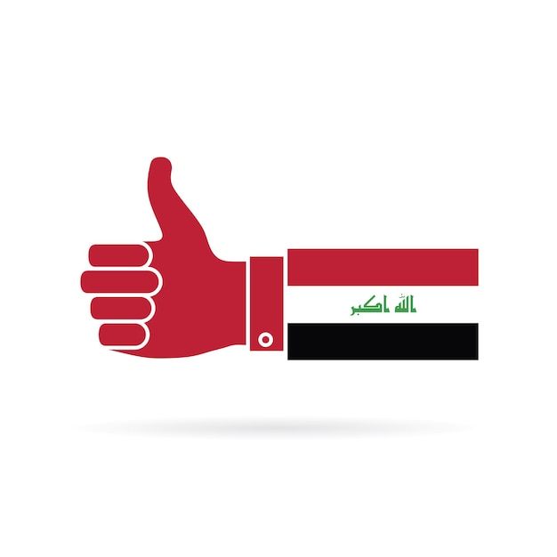 Icona di vettore del pollice in su della bandiera del paese dell'iraq