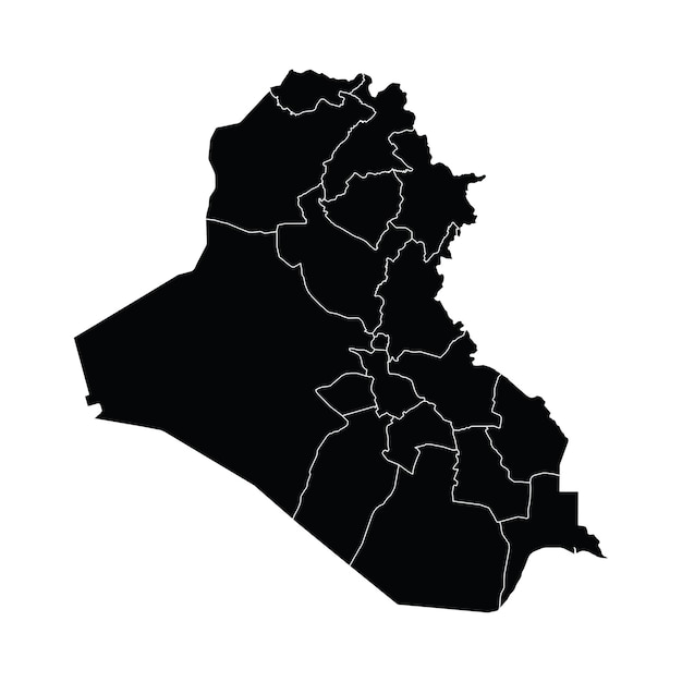 Vettore della mappa del paese dell'iraq con aree regionali