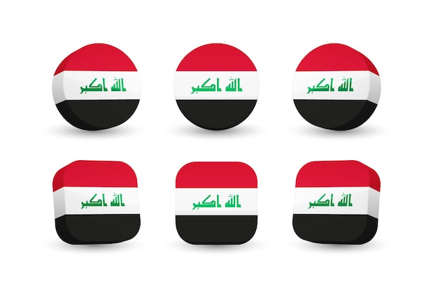 Iraq flag 3d vector illustration button flag of Iraq isolated on white