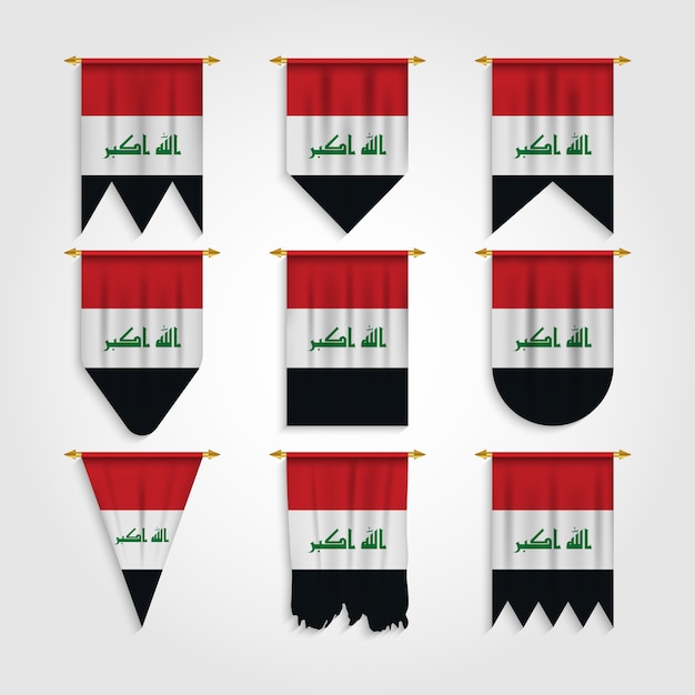 Vector iraq flag in different shapes, flag of iraq in various shapes