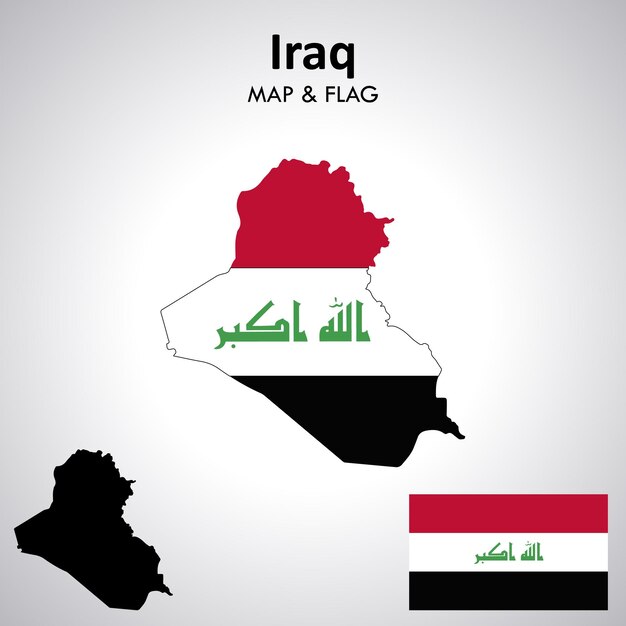 Iraq flag and map design map flag vector file