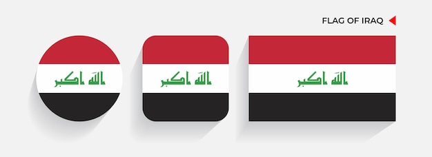 Iraq flags arranged in round square and rectangular shapes