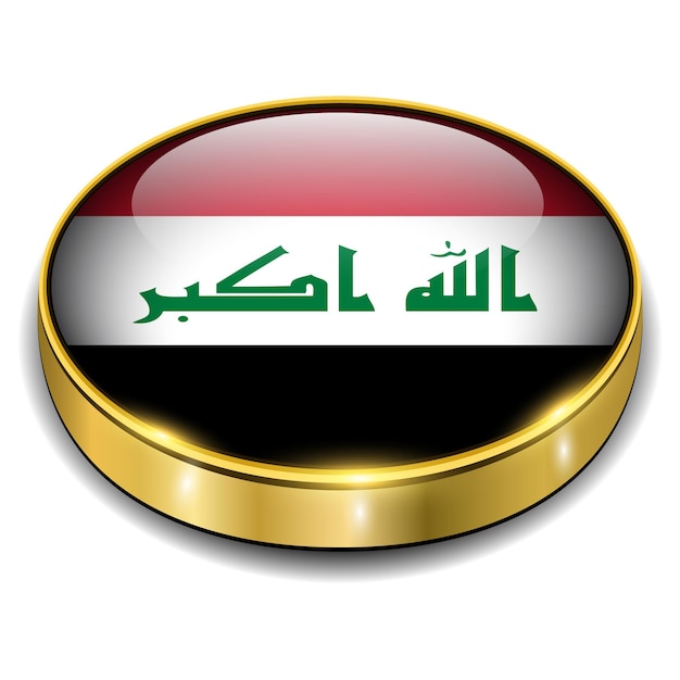 Iraq Iraq flag 3D button vector