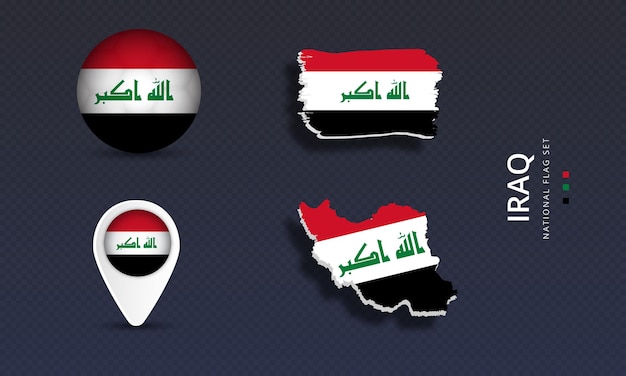 Iraq national country wave flag set