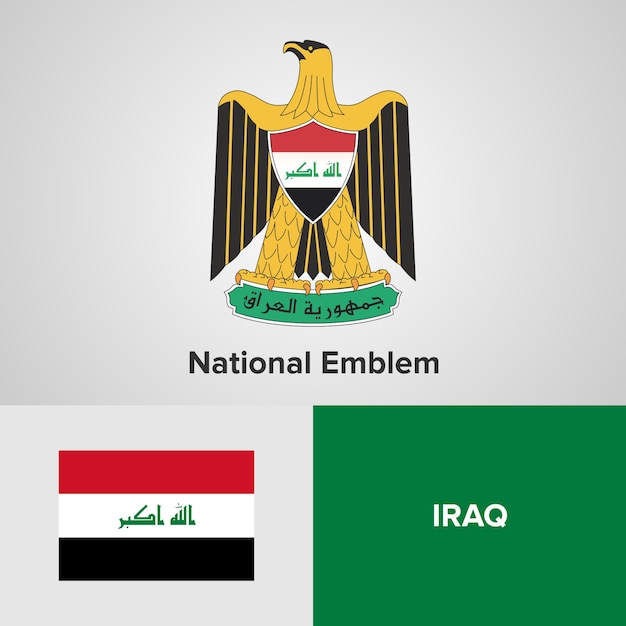 Iraq national emblem and flag