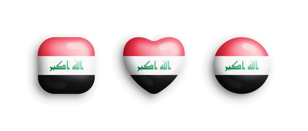 Vector iraq official national flag 3d vector glossy icons isolated on white background