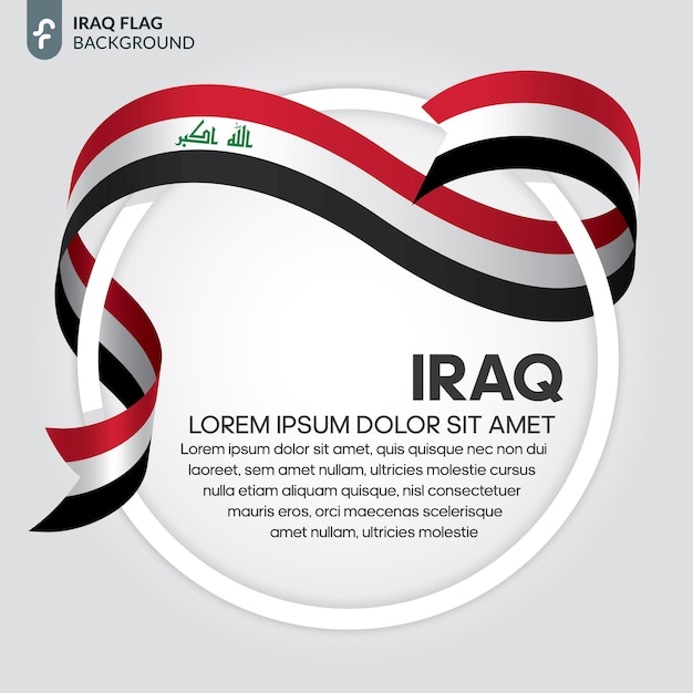 Illustrazione vettoriale di bandiera del nastro dell'iraq su sfondo bianco