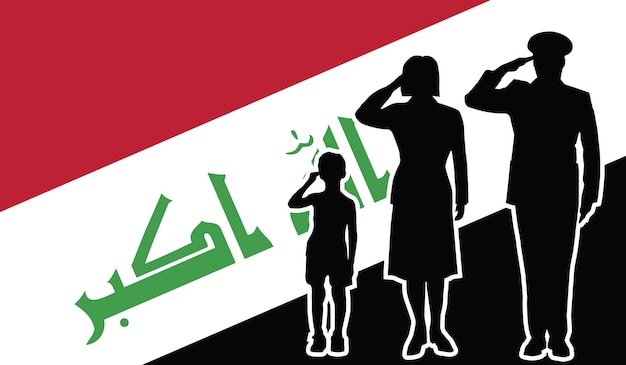 Vector iraq soldier family salute patriot background