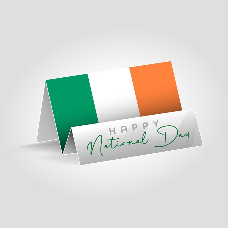Vector ireland country paper flag standing on the ground happy national day flag design