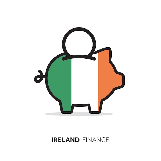 Ireland economic concept Piggy bank with national flag