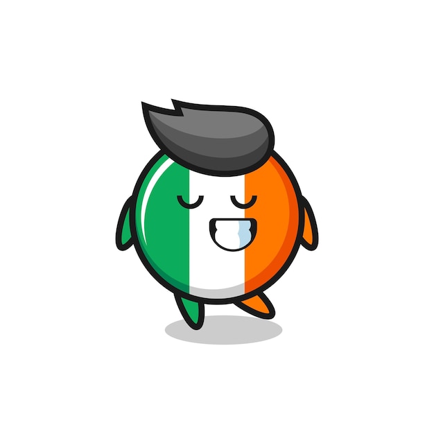 Ireland flag badge cartoon illustration with a shy expression , cute style design for t shirt, sticker, logo element