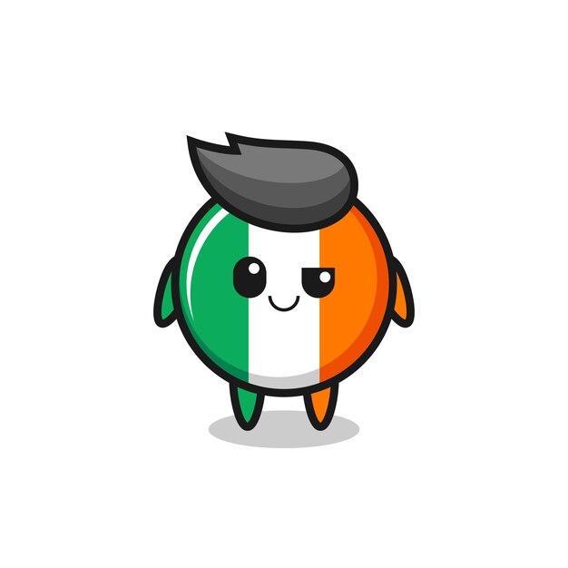 Ireland flag badge cartoon with an arrogant expression