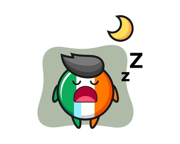 Vector ireland flag badge character illustration sleeping at night