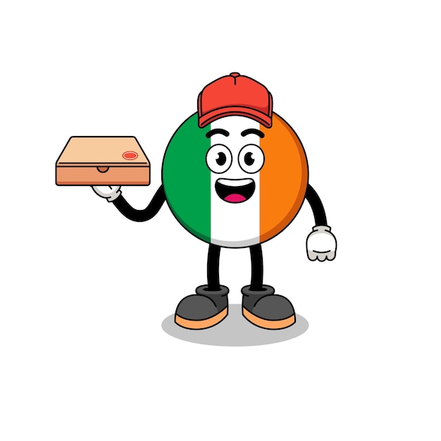 Ireland flag illustration as a pizza deliveryman character design