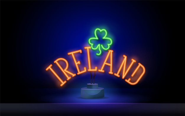 アイルランドネオン看板光るバナー株式ベクトルイラストハッピー聖パトリックの日ネオンスタイルのベクトルイラスト
