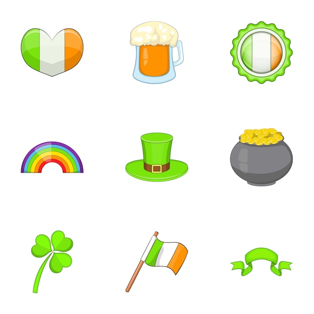 Ireland travel set, cartoon style