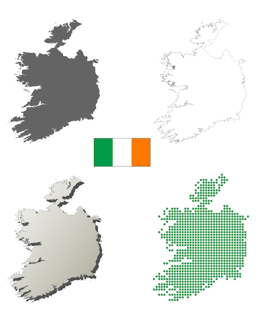 Ireland vector outline map set