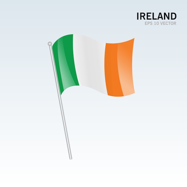 Vector ireland waving flag isolated on gray background