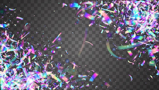 Радужный фон фиолетовый размытие конфетти вечеринка взрыв боке блеск праздничное искусство летающая фольга голограмма блики металл vaporwave серпантин синий радужный фон