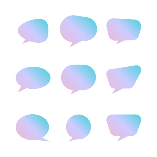 Vector iridescent gradient callout speech bubble collection