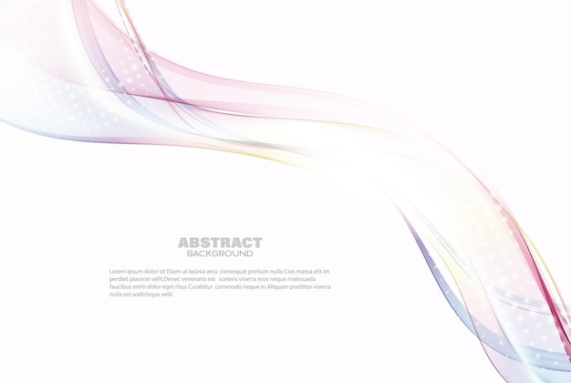 Радужные волнистые дымчатые линии на белом фонеАбстрактный прозрачный цветной волновой поток Спектральный волновой цвет