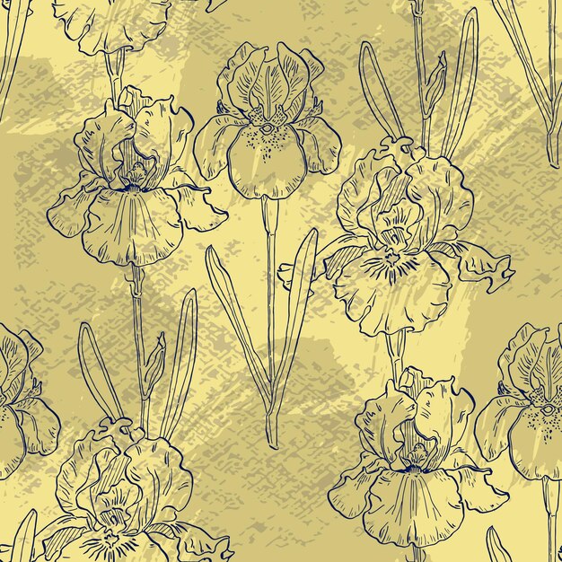 Irises seamless patterns