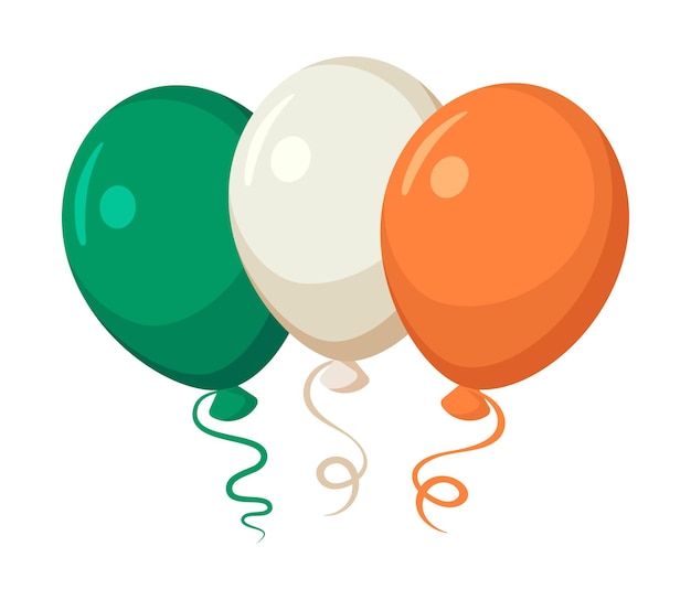 Vector irish balloons in national colors of ireland green white orange