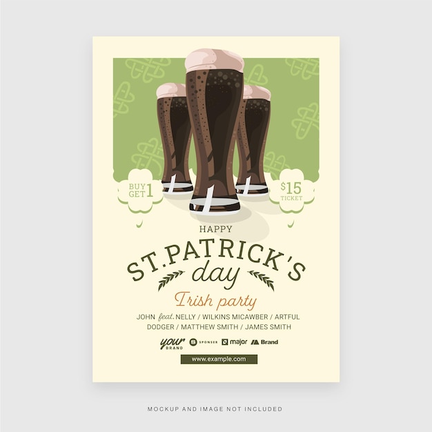 Irish Beer Party St Patrick's Day Flyer-sjabloon in Vector