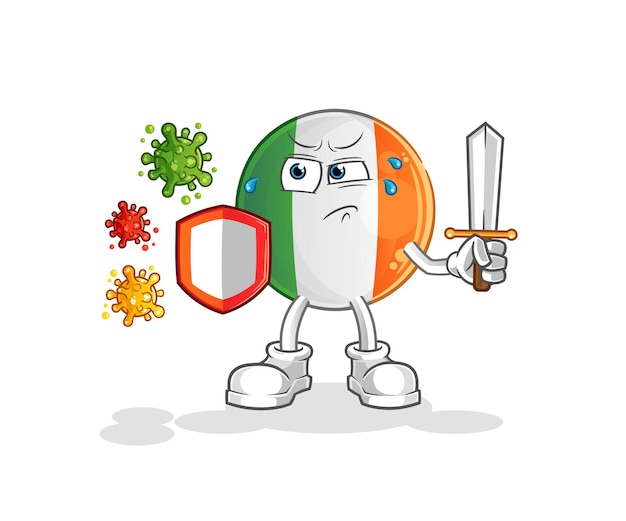 irish flag against viruses cartoon. cartoon mascot vector