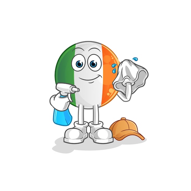 Irish flag cleaner vector. cartoon character