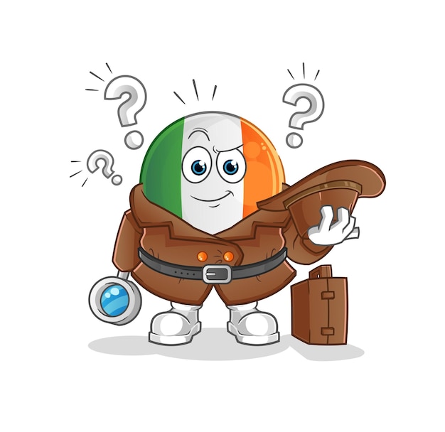 Irish flag detective vector. cartoon character