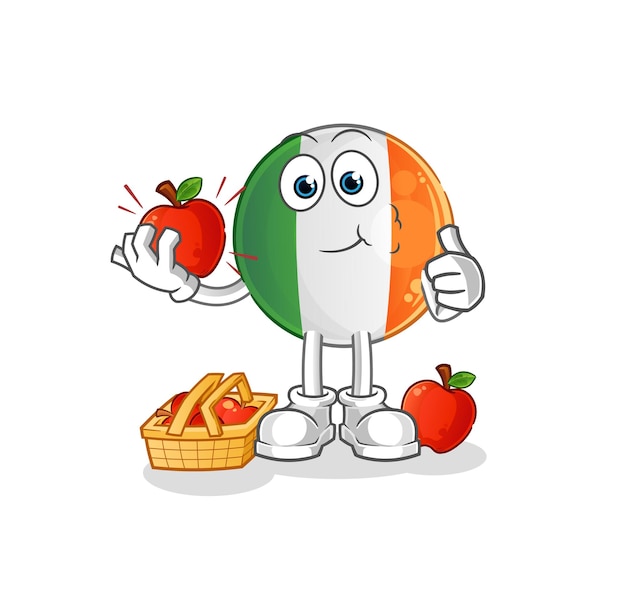 irish flag eating an apple illustration. character vector