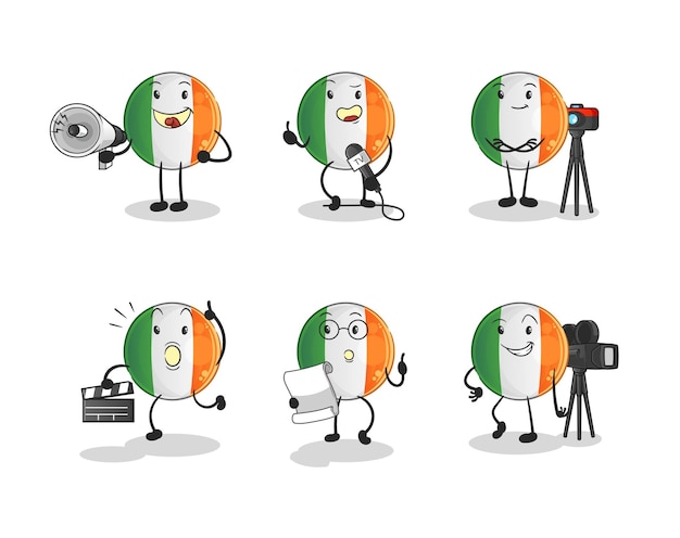 Персонаж развлекательной группы под ирландским флагом. мультфильм талисман вектор