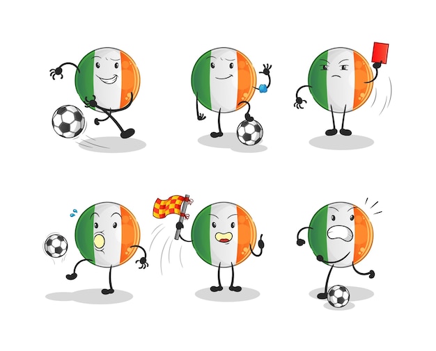 Irish flag football group character cartoon mascot vector