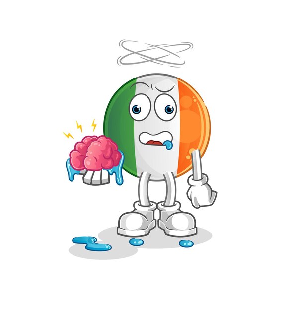 irish flag no brain vector. cartoon character