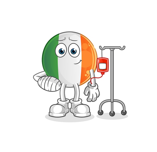 irish flag sick in IV illustration. character vector