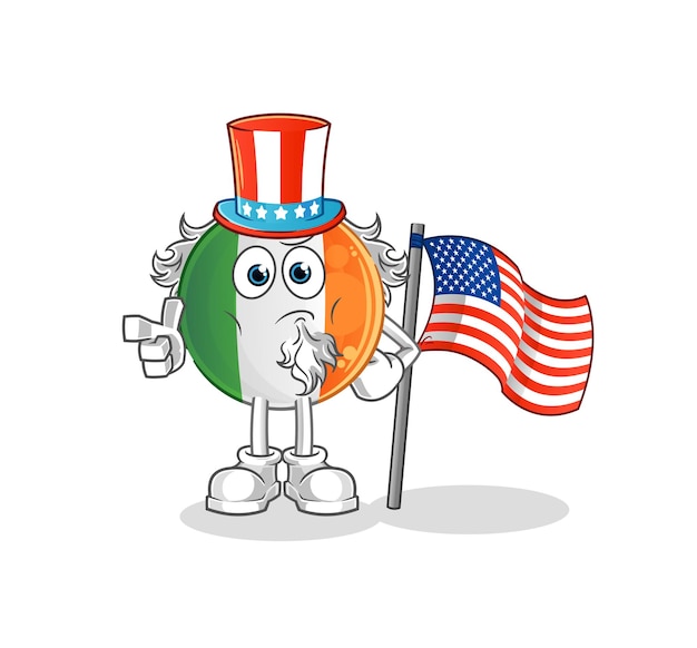 Irish flag uncle sam character cartoon mascot vector