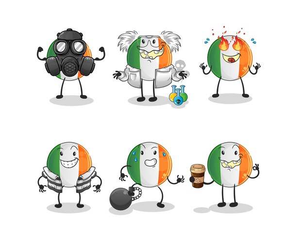 Vector irish flag villain group character cartoon mascot vector