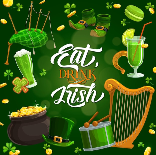 Irish food drink musica a ferro di cavallo nel giorno di patrick