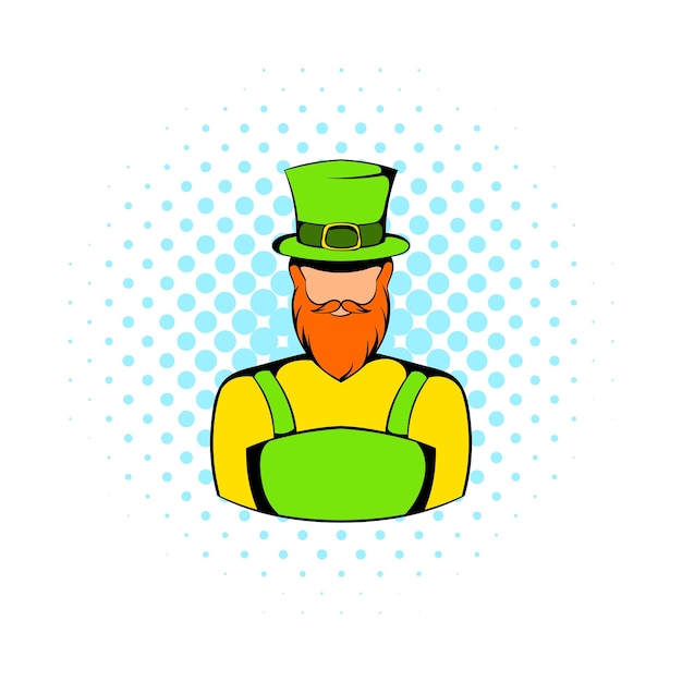 Irish leprechaun icon in comics style isolated on white background