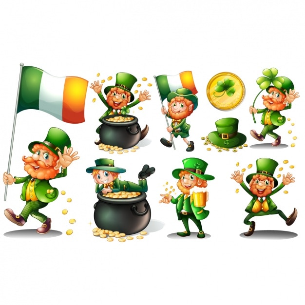 Vector irish leprechauns collection