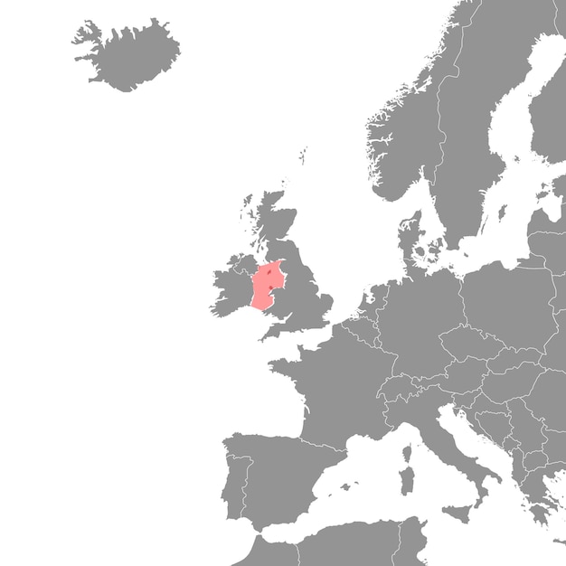 世界地図上のアイルランドの海 ベクトル図