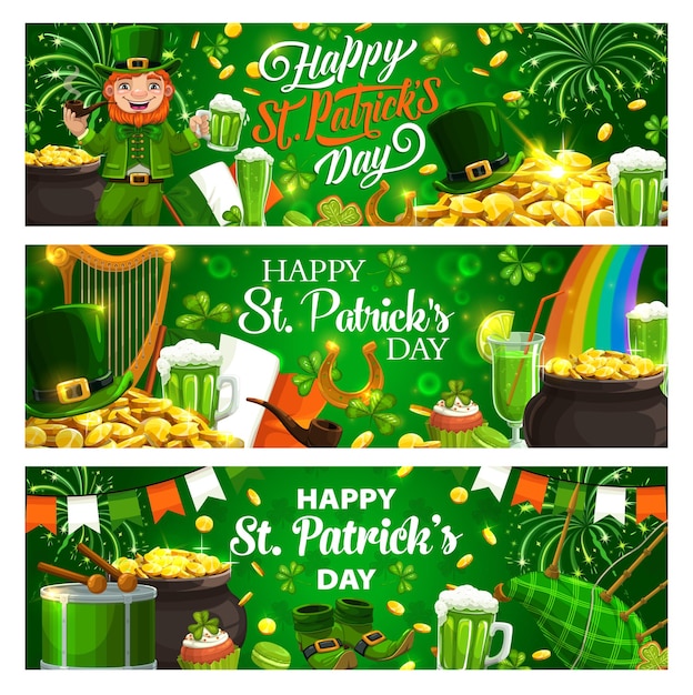 Irish spring holiday symbols Patricks day greeting