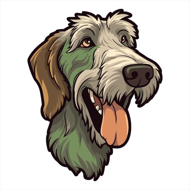 Irish Wolfhound Dog Breed Cute Cartoon Kawaii Character Animal Pet Isolated Sticker Illustration