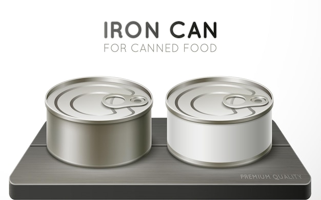 Iron can for conservation. realistic vector illustration.